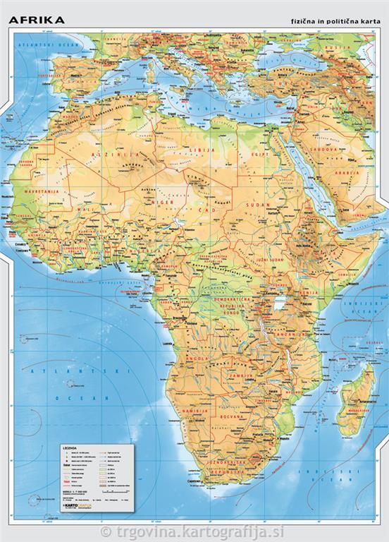 Afrika - 1:7000000, 113×157 cm