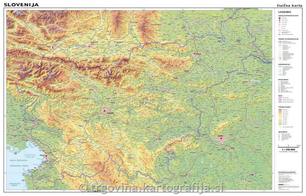 Slovenija velika - 1:150000, 200×135 cm